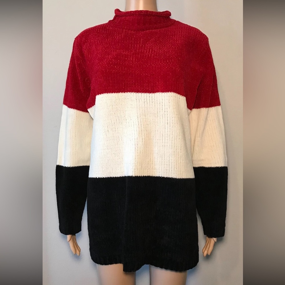 Vintage Carolyn Taylor Women's Sweater SizeM Chenille Knit Long Sleeve Mock Neck